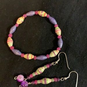 Handmade stretch bracelet and earrings